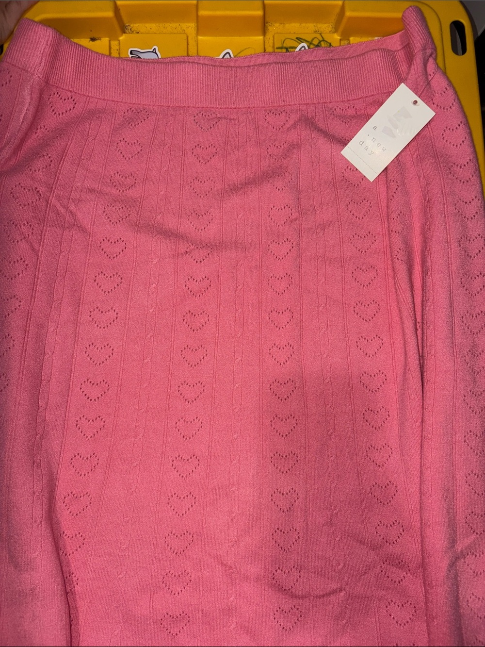 A New Day Pink Heart-Pattern Knit Skirt